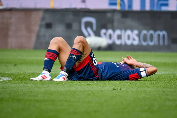 Cagliaris Galvao Joao Pedro Blessure Tijdens Italiaanse Voetbal Serie Een — Stockfoto