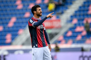 İtalya 'nın Bologna şehrindeki Renato Dall' Ara Stadyumu 'nda oynanan Bologna FC maçında Bologna FC ile Udinese Calcio arasında oynanan İtalyan futbolu serisi Roberto Soriano portresi.