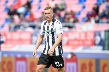 Udinese 'nin Gerard Deulofeu portresi İtalya futbol takımı Serie A maçında Bologna FC, Udinese Calcio' ya karşı Bologna, İtalya 'da Renato Dall' Ara Stadyumu 'nda, 24 Nisan 2022