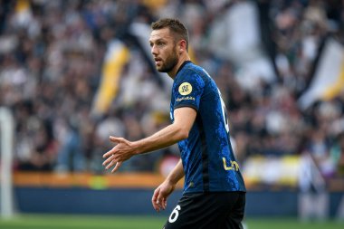 İtalya futbol takımı Serie A maçında Inter 'in Stefan de Vrij portresi Udinese Calcio vs Inter - FC Internazionale at the Friuli - Dacia Arena stadyumu, Udine, İtalya - Fotoğraf: Ettore Griffon