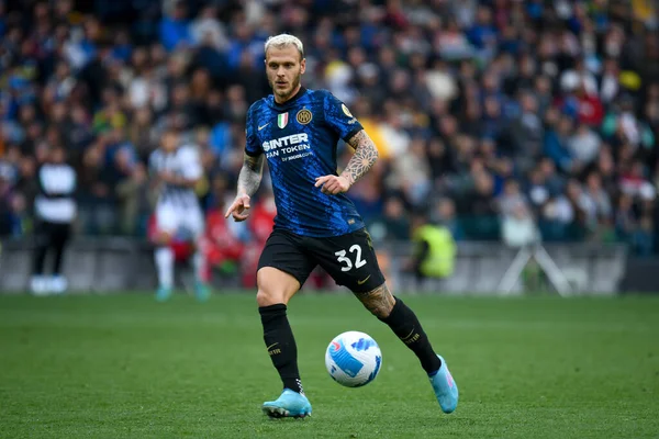 Inter Federico Dimarco Portrait Action Italian Soccer Serie Match Udinese — Foto Stock