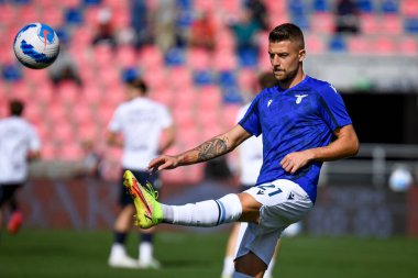 Lazio 'nun Sergej Milinkoviç-Saviç portresi İtalyan futbol takımı Serie A maçında Bologna FC' ye karşı SS Lazio (portreler arşivi) Bologna, İtalya 'daki Renato Dall' Ara stadyumunda, 3 Ekim 2021 - Fotoğraf: Ettore Griffon