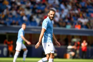 Lazio 'nun İtalya futbol takımı Serie A maçında Vedat Muriqi portresi Bologna FC' ye karşı SS Lazio (portreler arşivi) maçı Bologna, İtalya 'da Renato Dall' Ara stadyumunda, 3 Ekim 2021 - Fotoğraf: Ettore Griffon