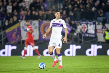 Fiorentina 'dan Nikola Milenkoviç İtalya futbolu serisi A maçında Venezia FC - ACF Fiorentina (portreler arşivi) maçı sırasında Venedik, İtalya' daki Pier Luigi Penzo stadyumunda, 18 Ekim 2021 - Fotoğraf: Ettore Griffon