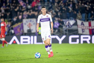 Fiorentina 'dan Nikola Milenkoviç İtalya futbolu serisi A maçında Venezia FC - ACF Fiorentina (portreler arşivi) maçı sırasında Venedik, İtalya' daki Pier Luigi Penzo stadyumunda, 18 Ekim 2021 - Fotoğraf: Ettore Griffon