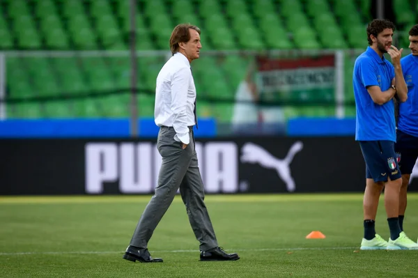 Italy Head Coach Roberto Mancini Pitch Football Uefa Nations League — Stock Photo, Image