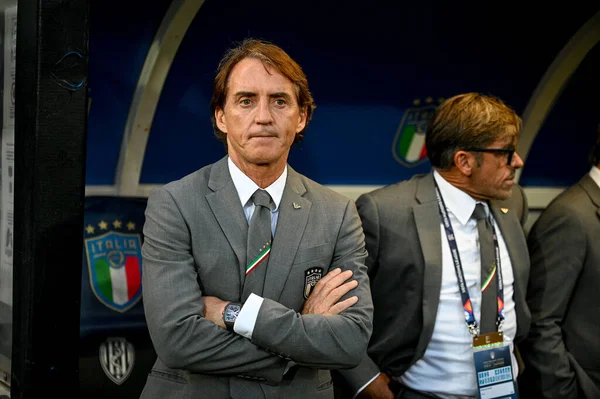 Treinador Principal Itália Roberto Mancini Retrato Durante Futebol Uefa Nations — Fotografia de Stock