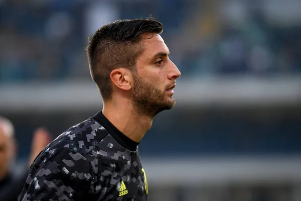 Rodrigo Bentancur Γιουβέντους Πορτραίτο Κατά Διάρκεια Του Ιταλικού Ποδοσφαιρικού Αγώνα — Φωτογραφία Αρχείου