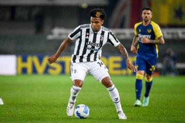 Weston McKennie (Juventus) portrait in action  during  italian soccer Serie A match Hellas Verona FC vs Juventus FC (portraits archive) at the Marcantonio Bentegodi stadium in Verona, Italy, October 30, 2021 - Credit: Ettore Griffon