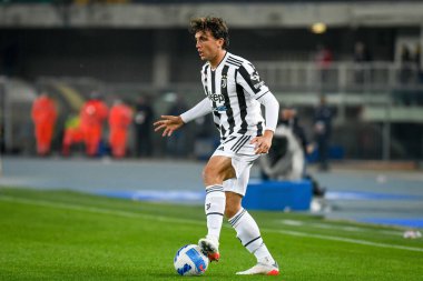 Luca Pellegrini (Juventus) portrait in action  during  italian soccer Serie A match Hellas Verona FC vs Juventus FC (portraits archive) at the Marcantonio Bentegodi stadium in Verona, Italy, October 30, 2021 - Credit: Ettore Griffon