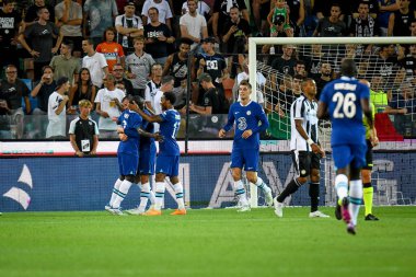 Chelsea's N'Golo Kante celebrates after scoring a goal  during  friendly football match Udinese Calcio vs Chelsea FC at the Friuli - Dacia Arena stadium in Udine, Italy, July 29, 2022 - Credit: Ettore Griffon