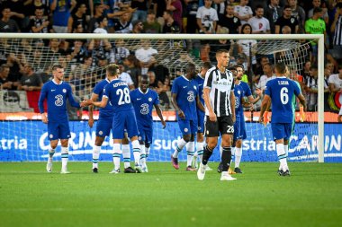 Chelsea's N'Golo Kante celebrates after scoring a goal  during  friendly football match Udinese Calcio vs Chelsea FC at the Friuli - Dacia Arena stadium in Udine, Italy, July 29, 2022 - Credit: Ettore Griffon