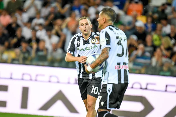 Udinese Gerard Deulofeu Celebrates Scoring Goal Friendly Football Match Udinese — Zdjęcie stockowe