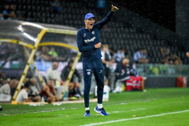 Chelsea's head coach Thomas Tuchel gestures  during  friendly football match Udinese Calcio vs Chelsea FC at the Friuli - Dacia Arena stadium in Udine, Italy, July 29, 2022 - Credit: Ettore Griffon