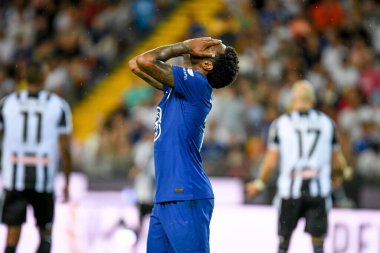 Chelsea's Raheem Sterling portrait reacting  during  friendly football match Udinese Calcio vs Chelsea FC at the Friuli - Dacia Arena stadium in Udine, Italy, July 29, 2022 - Credit: Ettore Griffon