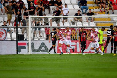 Vicenza's Alex Rolfini celebrates after scoring a goal  during  friendly football match LR Vicenza vs AC Milan at the Romeo Menti stadium in Vicenza, Italy, August 06, 2022 - Credit: Ettore Griffon