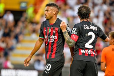 Milan's Junior Messias celebrates after scoring a goal with Milan's Davide Calabria  during  friendly football match LR Vicenza vs AC Milan at the Romeo Menti stadium in Vicenza, Italy, August 06, 2022 - Credit: Ettore Griffon