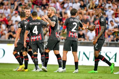 Milan players celebrate  during  friendly football match LR Vicenza vs AC Milan at the Romeo Menti stadium in Vicenza, Italy, August 06, 2022 - Credit: Ettore Griffon