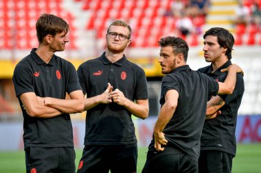 Milan's Matteo Gabbia, Milan's Tommaso Pobega, Milan's Alessandro Florenzi and Milan's Sandro Tonali portrait  during  friendly football match LR Vicenza vs AC Milan at the Romeo Menti stadium in Vicenza, Italy, August 06, 2022 - Credit: Ettore Griff