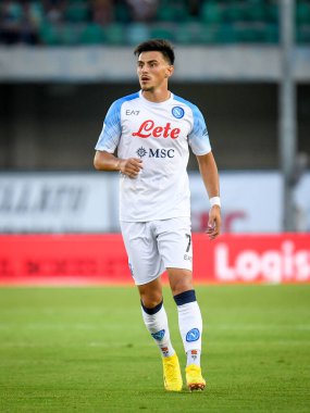 Napoli's Eljif Elmas portrait  during  italian soccer Serie A match Hellas Verona FC vs SSC Napoli at the Marcantonio Bentegodi stadium in Verona, Italy, August 15, 2022 - Credit: Ettore Griffon