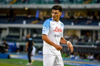 Napoli's Eljif Elmas portrait  during  italian soccer Serie A match Hellas Verona FC vs SSC Napoli at the Marcantonio Bentegodi stadium in Verona, Italy, August 15, 2022 - Credit: Ettore Griffon