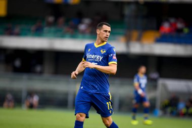 Verona's Kevin Lasagna portrait  during  italian soccer Serie A match Hellas Verona FC vs Atalanta BC at the Marcantonio Bentegodi stadium in Verona, Italy, August 28, 2022 - Credit: Ettore Griffon