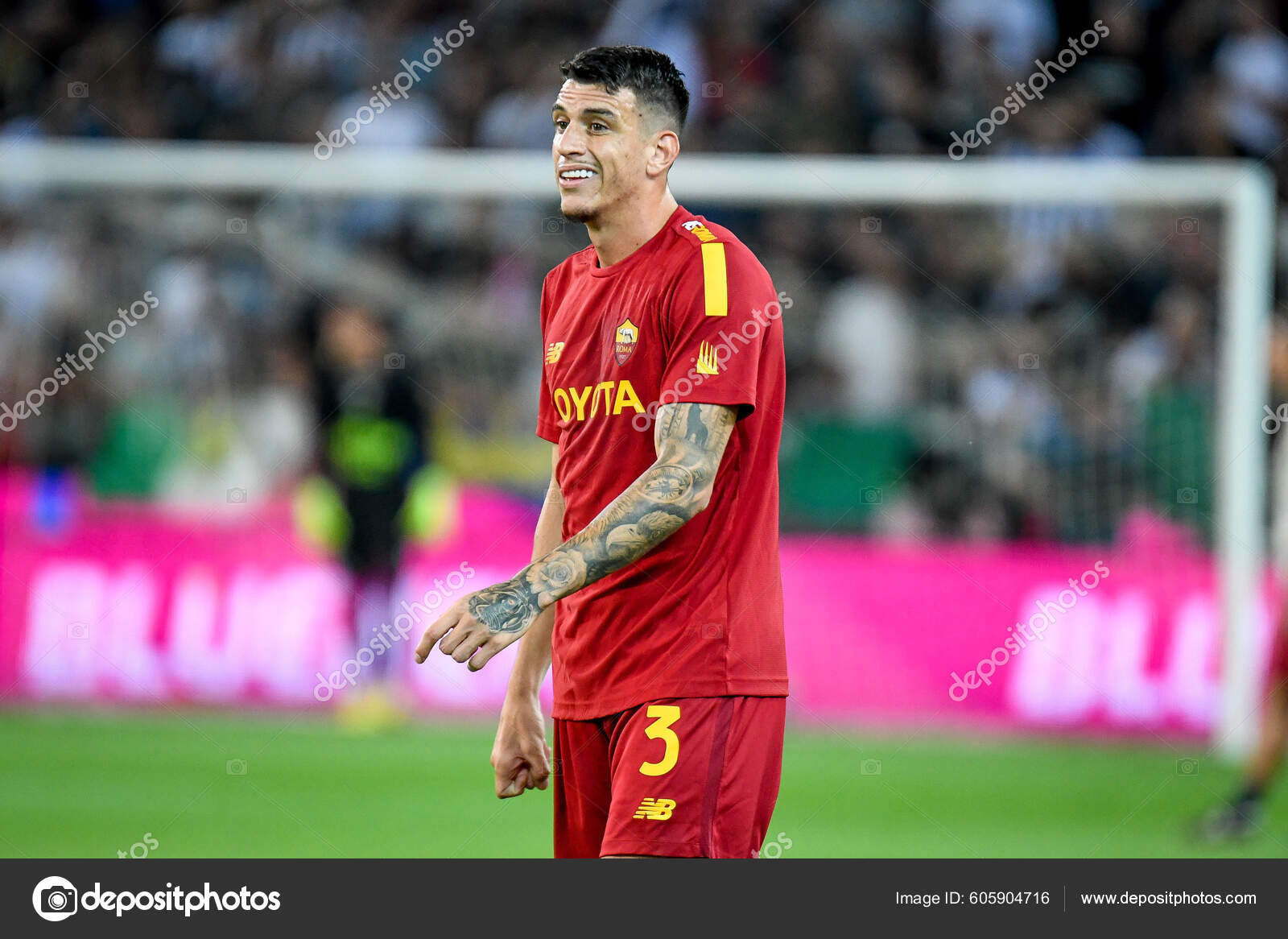 Roma's Roger Ibanez Silva Portrait Italian Soccer Serie Match