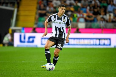 Udinese 'nin Nehuen Perez portresi İtalyan futbolu Serie A maçında Udinese Calcio, Udine' deki Dacia Arena Stadyumu 'nda AS Roma' ya karşı.