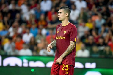 İtalyan futbolu Serie A maçında Roma 'nın Gianluca Mancini portresi Udinese Calcio ile AS Roma maçında Udine, İtalya' daki Dacia Arena stadyumunda, Eylül 04, 2022 - Fotoğraf: Ettore Griffon