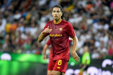 İtalya futbol takımı Serie A maçında Roma 'nın Chris Smalling portresi Udinese Calcio ile AS Roma' nın Udine, İtalya 'daki Dacia Arena stadyumunda oynandı.