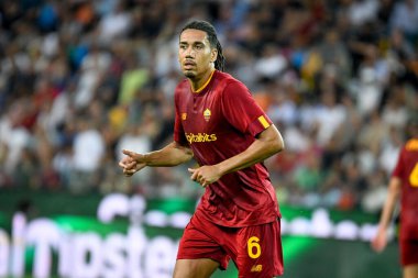 İtalya futbol takımı Serie A maçında Roma 'nın Chris Smalling portresi Udinese Calcio ile AS Roma' nın Udine, İtalya 'daki Dacia Arena stadyumunda oynandı.