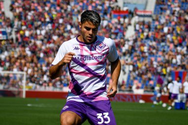 Fiorentina 'nın İtalya futbolu sırasındaki Christian Kouame portresi Bologna FC maçında ACF Fiorentina' ya karşı Bologna, İtalya 'daki Renato Dall' Ara stadyumunda 11 Eylül 2022 - Fotoğraf: Ettore Griffon