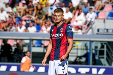 Bologna 'nın Stefan Posch portresi İtalya' nın Bologna şehrindeki Renato Dall 'Ara Stadyumu' nda oynanan Bologna FC maçında çekildi.