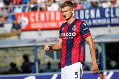 Bologna 'nın Stefan Posch portresi İtalya' nın Bologna şehrindeki Renato Dall 'Ara Stadyumu' nda oynanan Bologna FC maçında çekildi.