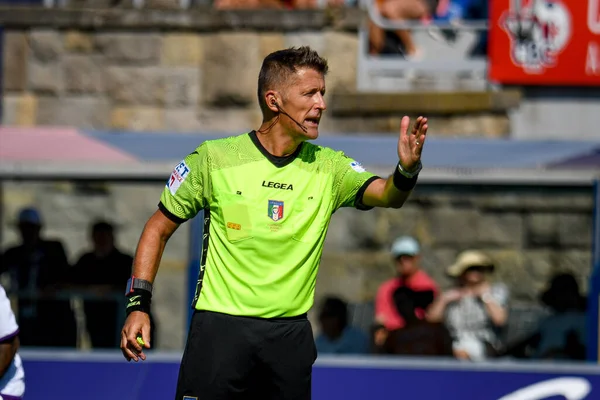Sędzia Daniele Orsato Podczas Włoskiej Piłki Nożnej Serie Mecz Bologna — Zdjęcie stockowe