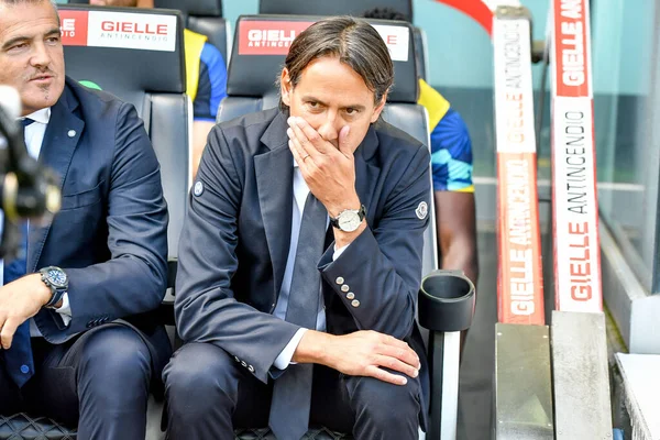 Inter Head Coach Simone Inzaghi Retrato Durante Futebol Italiano Serie — Fotografia de Stock