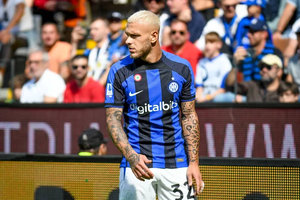 Retrato Federico Dimarco Inter Durante Partida Série Futebol Italiano Udinese — Fotografia de Stock