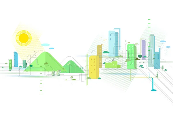 Líneas Escalonadas Ciudad Calidad Apariencia Con Algunos Elementos Protección Ambiental — Archivo Imágenes Vectoriales