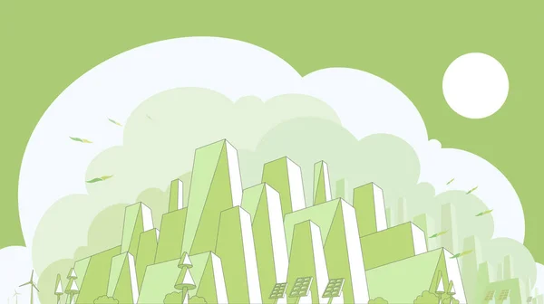 Aparência Cidade Com Tom Verde Mostra Ilustração Vetorial Eco Esg —  Vetores de Stock