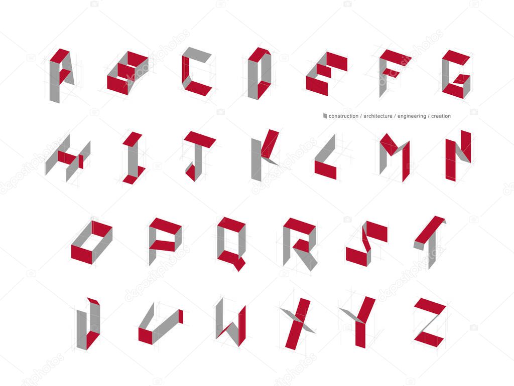 Architecture 3d typeface vector illustration graphic 