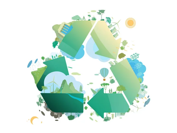 Esg Eco Friendly Community Recycling Symbol Shows Green Environmental Cozy — Archivo Imágenes Vectoriales