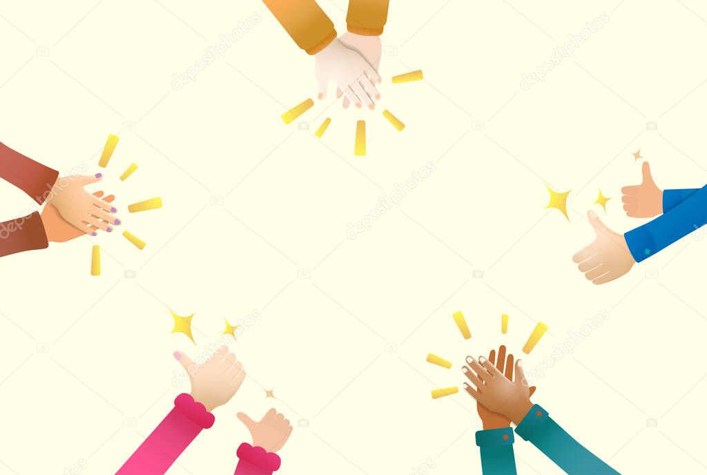 Encourage Hand clap and thumb up by peoples for praise and encouragement vector illustration graphic EPS 10 file
