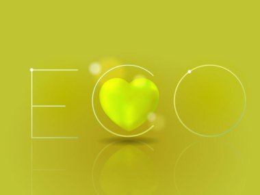 ECO metin ile kalp çevresel vektör illüstrasyon grafik EPS 10 soical sorununu gösterir