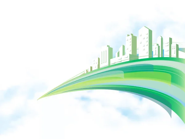 City Sky Green Colour Tone Shows Feeling Eco Ecology Vector — Wektor stockowy
