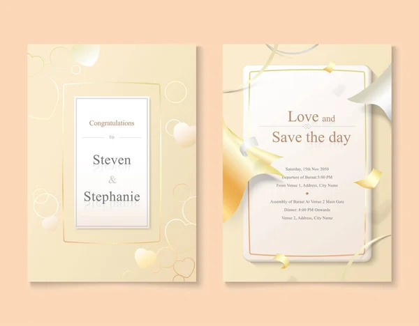 Αγάπη Και Χαιρετισμός Wedding Card 001 Δείχνει Την Ατμόσφαιρα Αγάπης — Διανυσματικό Αρχείο