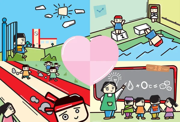Children School Happy Study Grow Vector Illustration Graphic Eps — ストックベクタ