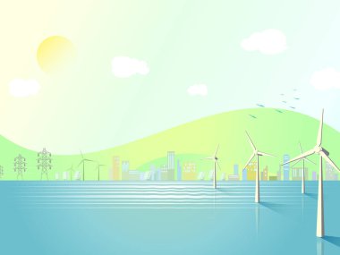 Under the sun 1 ECO community with ECO element shows the environmental protection vector illustration graphic EPS10