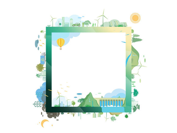 ESG и ECO friendly community frame-square 2 shows by the green environmental its suit to add words inside about ESG - Environmental, Social, and Governance vector illustration graphic EPS 10
