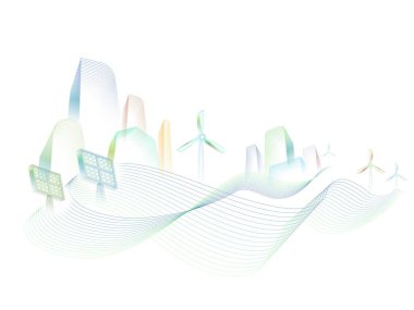 ECO elemanı ile Eğri Dalga Çizgisi 7 çevresel koruma vektörü illüstrasyonunu EPS10