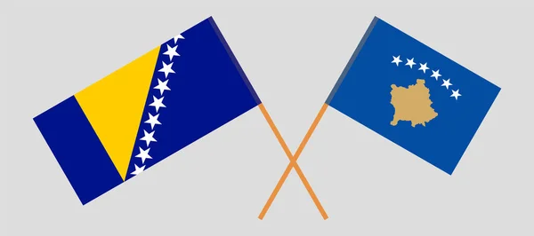 Crossed flags of Bosnia and Herzegovina and Kosovo — Stock Vector